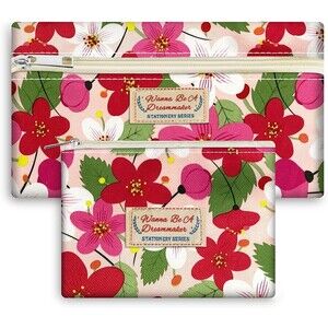 Set of 2 Large Capacity Pencil Case Portable Travel Gift Multifunctional Bag Set
